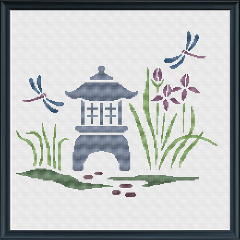 Japanese Garden Cross Stitch Pattern on Luulla