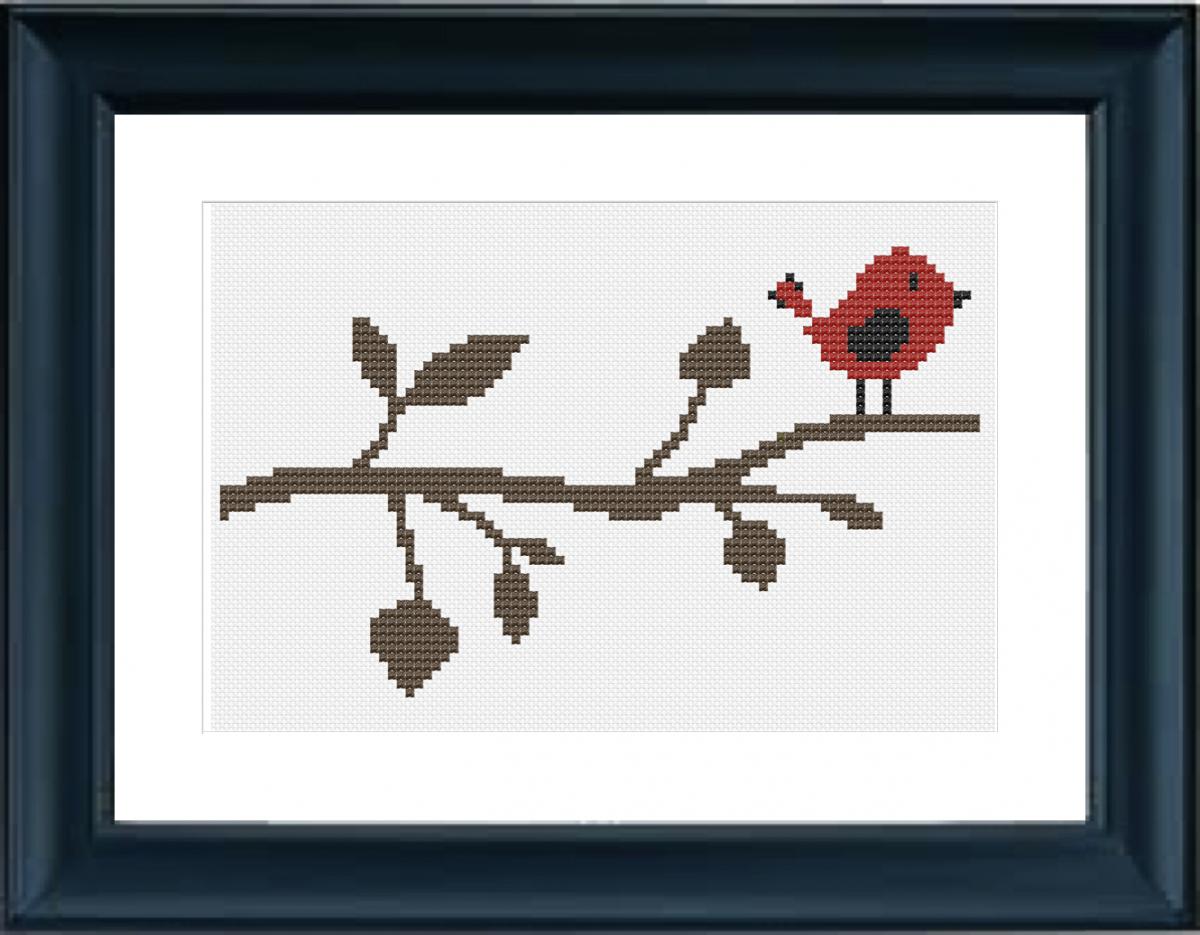 Red Bird Cross Stitch Pattern on Luulla